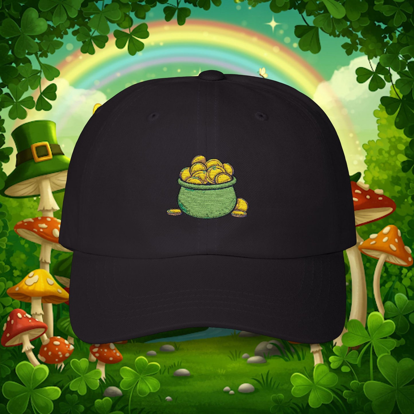 Embroidered Classic Dad Cap - Pot Of Gold